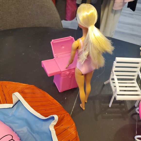 Barbie Pool Party Set Table BBQ Lounger Chairs Floatie *No Dolls - Picture 3 of 5